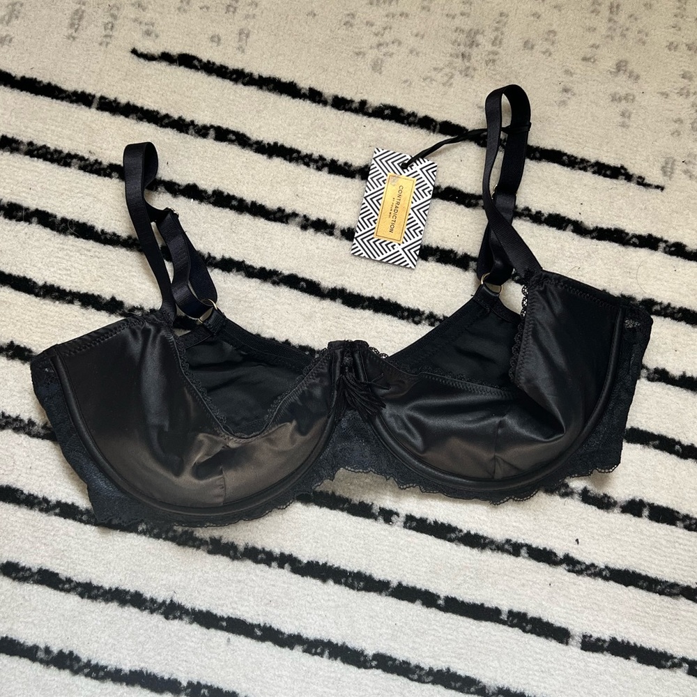 BNWT Black Pour Moi For Your Eyes Only Open Cup Bra Size 36E (UK)
